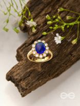 The Luminescent Loop - Golden Embellished Ring (Adjustable)