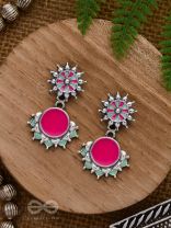 The Rosy Reefs - Statement  Enamelled Oxidised Ear Jackets