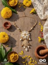 Nripatva - The Royal Art - Shells, Mirrors, Beads And Pearl Drops Hand Embroidered Neckpiece