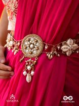 Mandlani - The Spellbinding Orbits - Shells, Mirrors, Pearls And Glass Drops Hand Embroidered Kamar Bandh