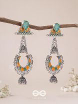 The Sage Swirls - Stone Enamelled Oxidised Earrings