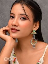 The Sage Swirls - Stone Enamelled Oxidised Earrings