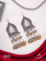 Shamvat - The Homey Tranquillity - Beads, Dabka And Coins Hand Embroidered Oxidised Earrings