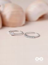 The Diamond Beauty - Silver Cubic Zirconia Rings (Set Of 2 Adjustable)