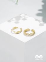 Midas Treasures - Golden Cubic Zirconia Rings (Set Of 2 Adjustable)