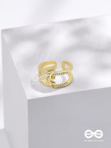 The Cherished Bonds - Golden Cubic Zirconia Ring (Adjustable)