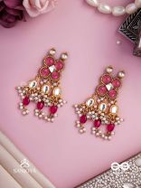 GULABI DHARA – SUHANA KHAN INSPIRED EARRINGS FEATURING KUNDAN, RED GEMSTONES AND PEARLS