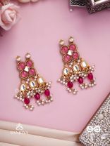 GULABI DHARA – SUHANA KHAN INSPIRED EARRINGS FEATURING KUNDAN, RED GEMSTONES AND PEARLS