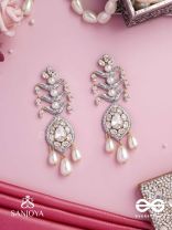 SHWETAPUSHPA– SHLOKA AMBANI INSPIRED EARRINGS WITH SILVER ACCENTS, CZ STONES AND PEARLS