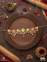 MRINALIKA - LOTUS PETAL - GRACEFUL ENAMELLED HANDCRAFTED KUNDAN NECKLACE WITH SOFT PASTEL GEMSTONES