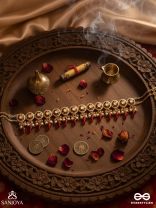 RUDRARAGA - MELODY OF RED - INTRICATE KUNDAN CHOKER WITH RUBY BEADS AND GOLDEN DETAILS