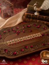 RUDRARAGA - MELODY OF RED - INTRICATE KUNDAN CHOKER WITH RUBY BEADS AND GOLDEN DETAILS