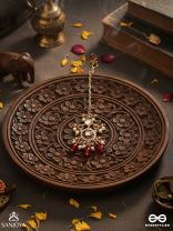 RUDRARAGA - MELODY OF RED - INTRICATE KUNDAN MAANGTIKA WITH RUBY BEADS AND GOLDEN DETAILS