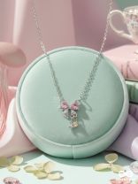 STARDUST HEART- MINIMALIST SILVER NECKPIECE WITH LOVELY PINK CHARMS