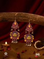 TEMPLE TUNES – OXIDISED ENAMELLED EARRINGS WITH SACRED DROPS