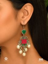 HEART & HERITAGE – OXIDISED EARRINGS WITH PEARLS AND ENAMEL