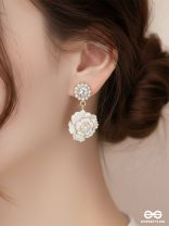 SNOW BLOSSOM – TEXTURED FLORAL DROPS WITH DAZZLING STUDS