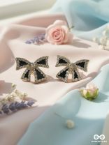 BLING BOWTIE – SHINY BLACK & CRYSTAL BOW STUDS