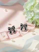 MIDNIGHT BOWLET – MINI BLACK BOW EARRINGS