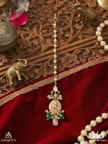 SOMALIKA – MOON BLOOM – GOLD MAANGTIKA WITH PEARL DROP AND EMERALD BEAD ACCENTS