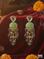 HARITIKA – GRACE OF GREEN – KUNDAN EARRINGS WITH GREEN STONE ACCENTS AND PEARL DROPS