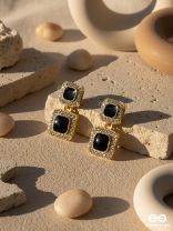 BADDIE BLOCK – STATEMENT BLACK DROP EARRINGS WITH RHINESTONES