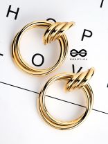 The Glamorous Intertwined Studs - Elegant Golden Stud Earrings