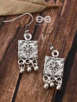 The Floral Square Danglers - Tiny Trinket Earrings