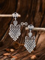 The Cute Mesh Earrings (Onyx Black) - The Embellished Oxidised Collection