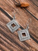 The Oxidised Squares - Tiny Trinket Earrings