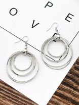 The Shimmery Circles - Silver Elegant Earrings