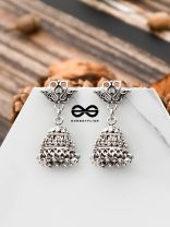 The Oxidised Swan Jhumkis - Tiny Trinket Earrings