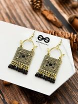 The Embellished Trunk - Oxidised Boho Earrings - Golden Black