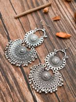 The Double Artistic Chandbalis - Oxidised Boho Earrings