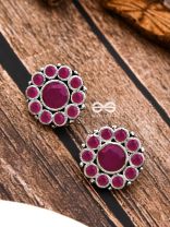 The Bling Button Studs - Ruby Red - Tiny Trinket Earrings