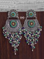 The Multi-Layered Beaded Jhaalar (Blue Hues) - Embroidered Oxidised Collection