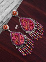 The Mesmerising Intricacy (Orange- Pink) - Embroidered Oxidised Collection