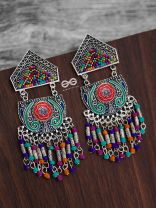 The Multilayered Meenakari Statement Makers (Multicoloured) - Embroidered Oxidised Collection