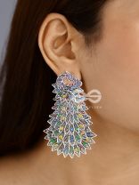 The MultiLayered Enamelled Peacock Danglers - Embellished Oxidised Collection