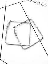 The Everyday Chic - Oversized Rectangle Hoops - Dark Grey