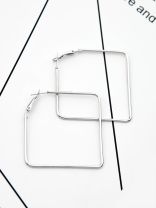 The Everyday Chic - Oversized Rectangle Hoops - Silver