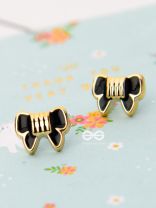 The Cute Enamel Bowknot Studs - Black - Tiny Trinket Earrings