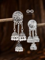 The Shimmery Chakras - Intricate Triple Jhumkis