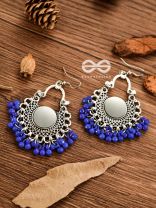 Motif Mirrors on My Ears (Royal Blue) - Oxidised Boho Earrings