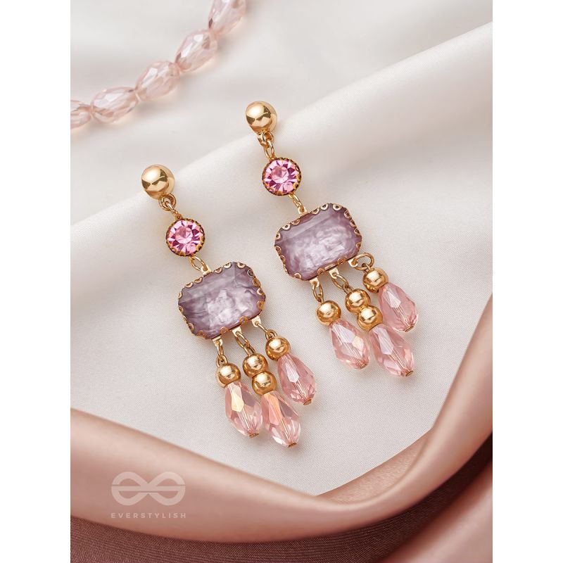 The Drip Painting- Golden Embellished Earrings