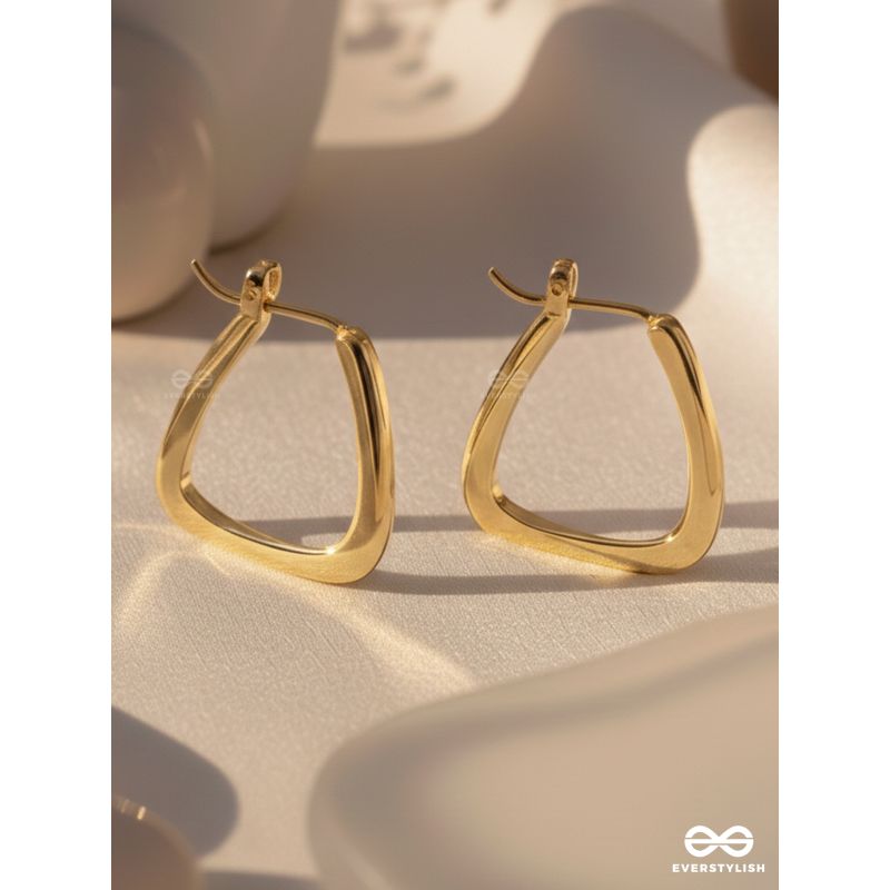 Sun-Kissed Squares- Geometrical Golden Earrings