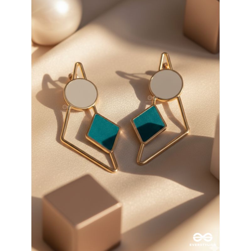 THE ELEGANT APEX - GOLDEN ENAMELED EARRINGS