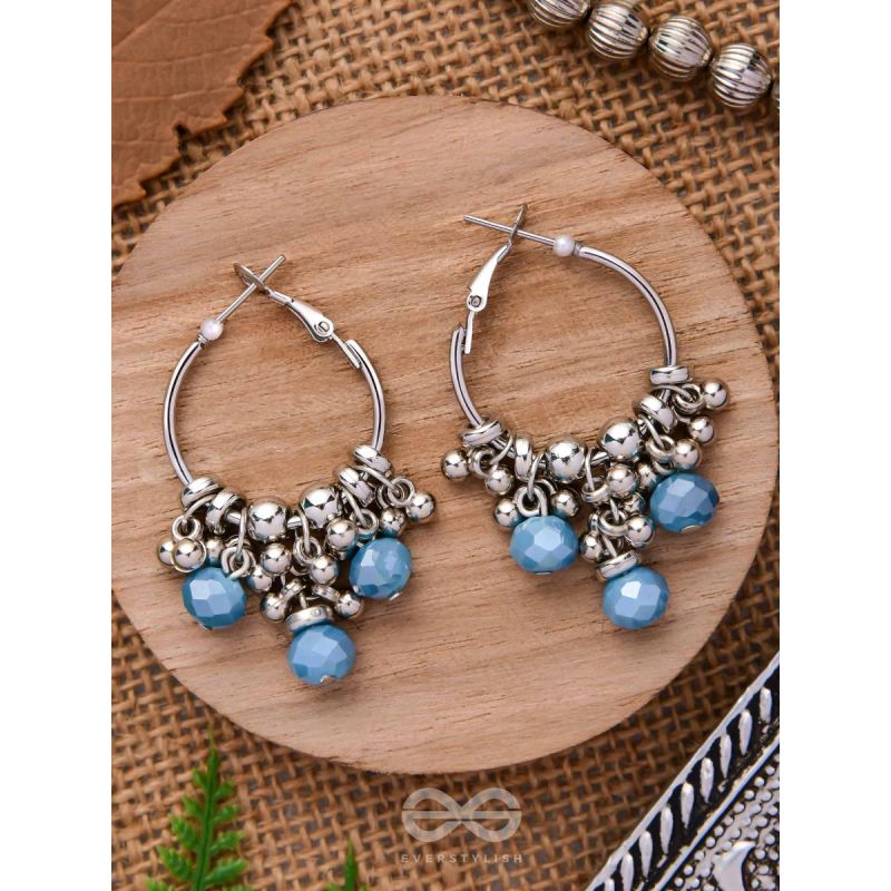 The Blue Orchid- Glass Drops Oxidised Earrings