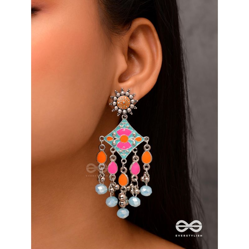 The Bright Merries - Enamelled Oxidised Earrings