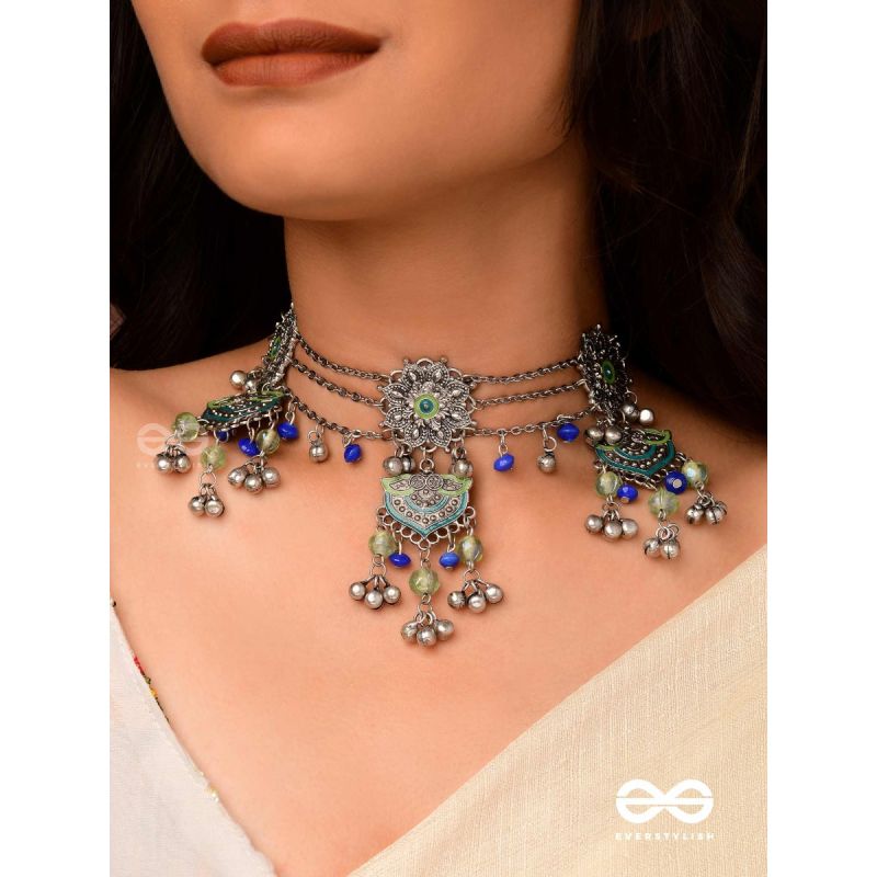 The Trinity Tales - Enamelled Oxidised Neckpiece